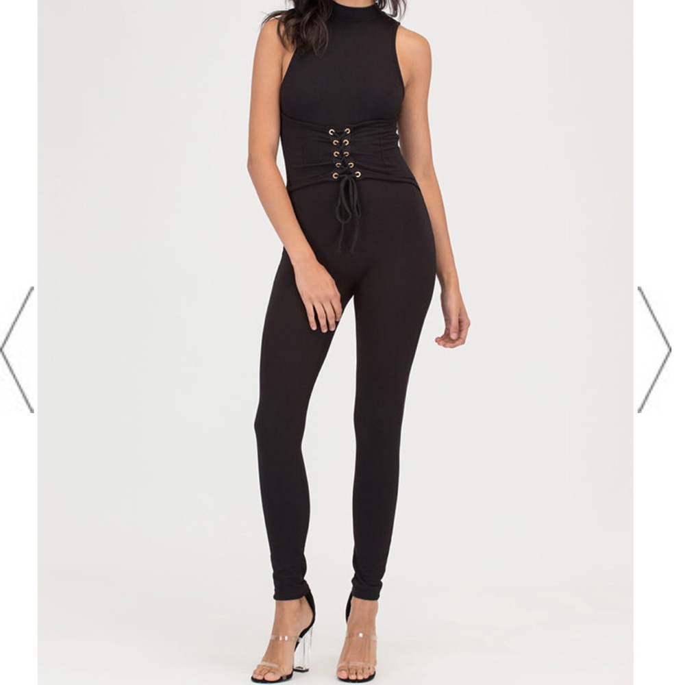 Lace up  corset jumpsuit